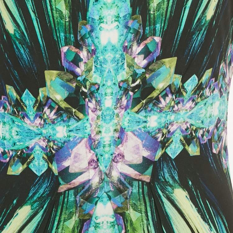 Pre Owned Roberto Cavalli Black Printed Jersey Midi Dress L