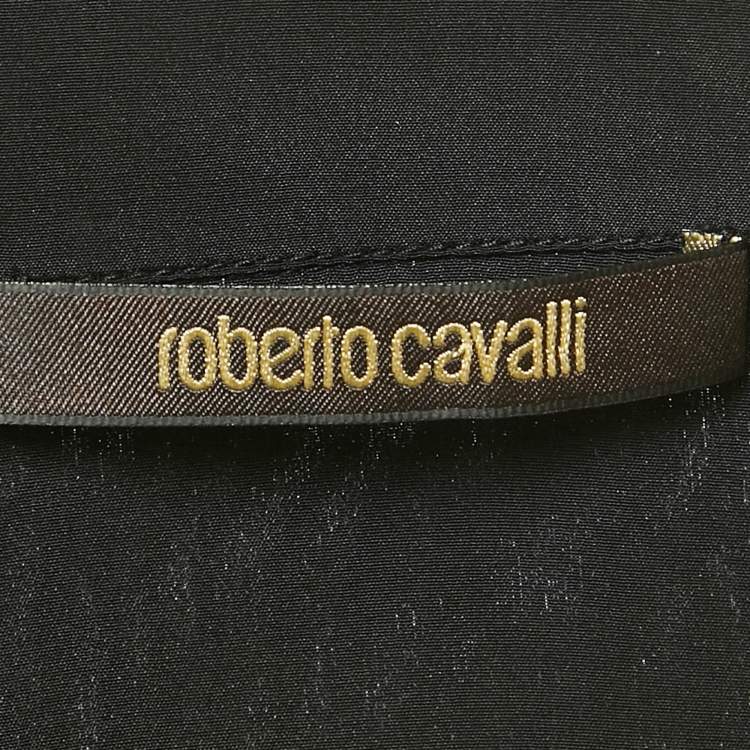 Pre Owned Roberto Cavalli Black Floral Print Silk Blouse M