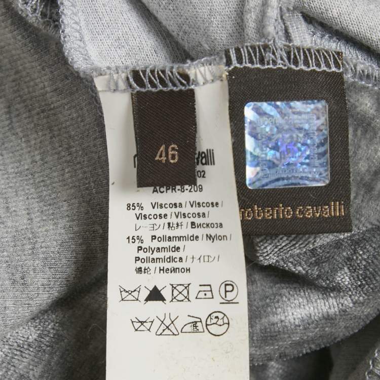 Pre Owned Roberto Cavalli Grey Velvet  Hooded Sweatshirt & Sweatpants L