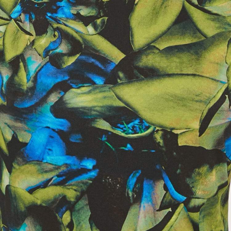 Pre Owned Roberto Cavalli  Black/Blue Printed Jersey Mini Dress S