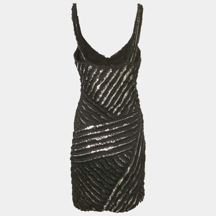 Pre Owned Roberto Cavalli Black Silk Strappy Mini Dress S