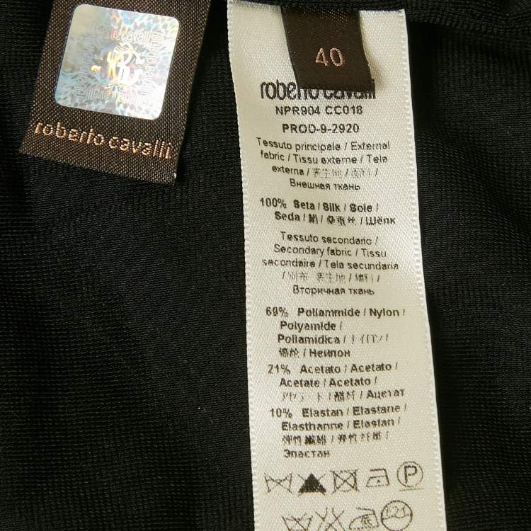 Pre Owned Roberto Cavalli Black Silk Strappy Mini Dress S