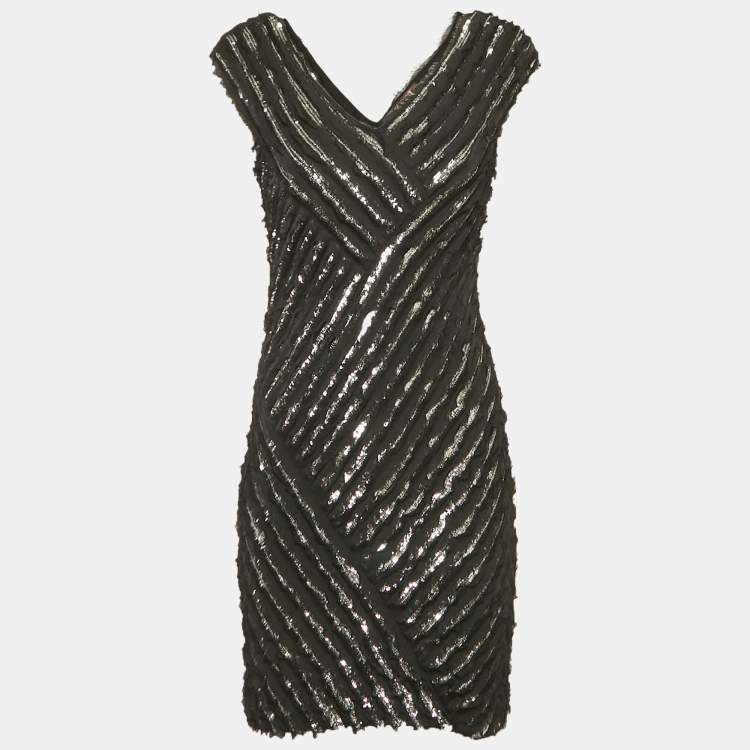مملوكة مسبقًا  Roberto Cavalli Black Silk Sequin Mini Dress M