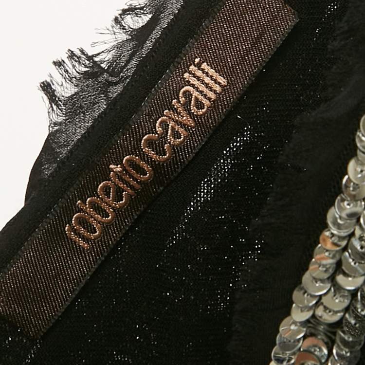 مملوكة مسبقًا  Roberto Cavalli Black Silk Sequin Mini Dress M