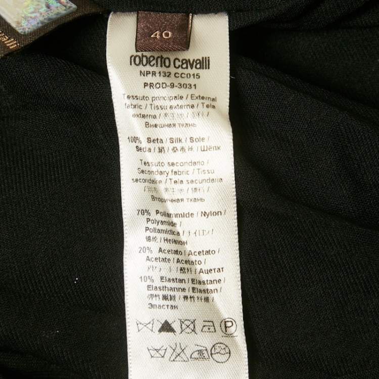 مملوكة مسبقًا Roberto Cavalli Black Silk Sequin Mini Dress S