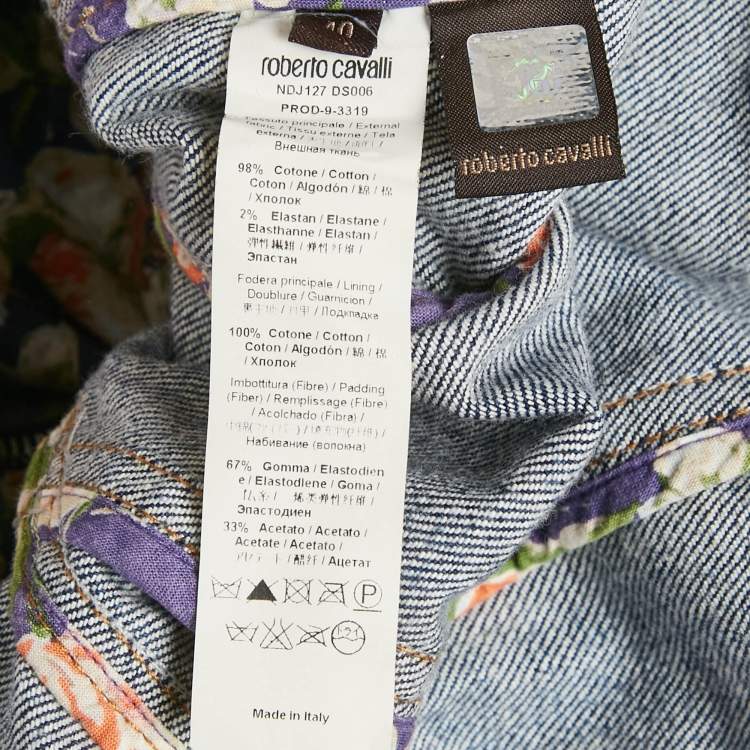 Pre Owned Roberto Cavalli Blue Denim Embellished Bustier Mini Dress S