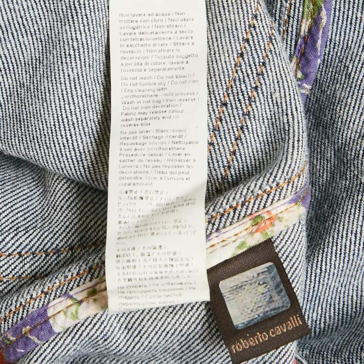 Pre Owned Roberto Cavalli Blue Denim Embellished Bustier Mini Dress S