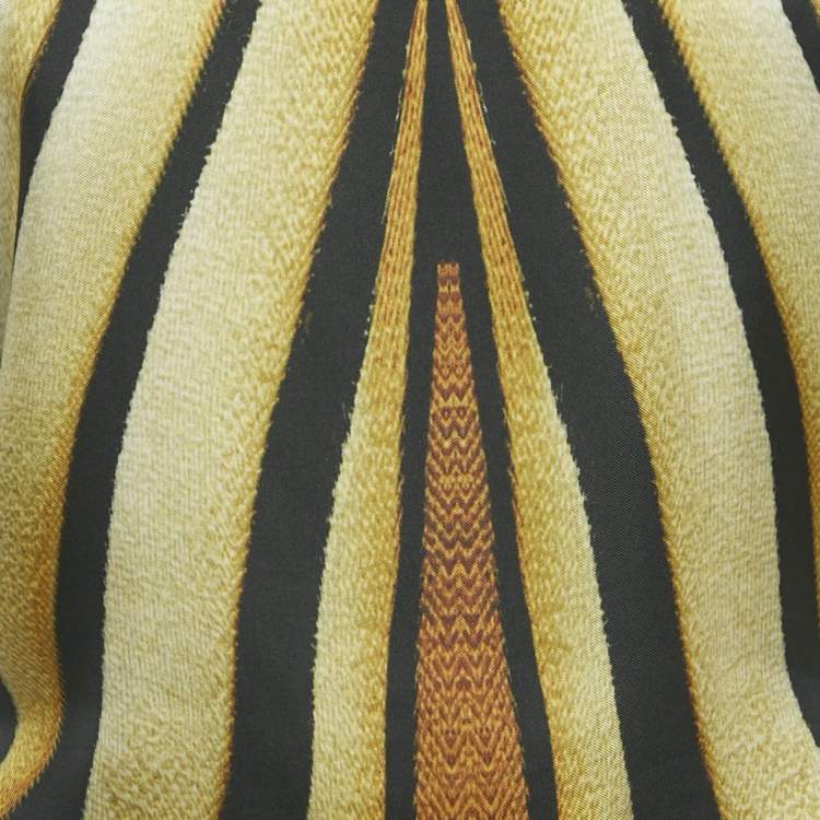 Pre Owned Roberto Cavalli Brown Animal Skin Print Silk Scarf Top XS