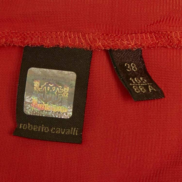 Pre Owned Roberto Cavalli Orange Jersey Draped Sleeveless Mini Dress S