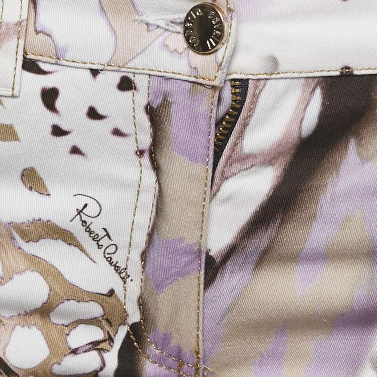 Pre Owned Roberto Cavalli Multicolor Printed Denim Jeans XS Waist 28"