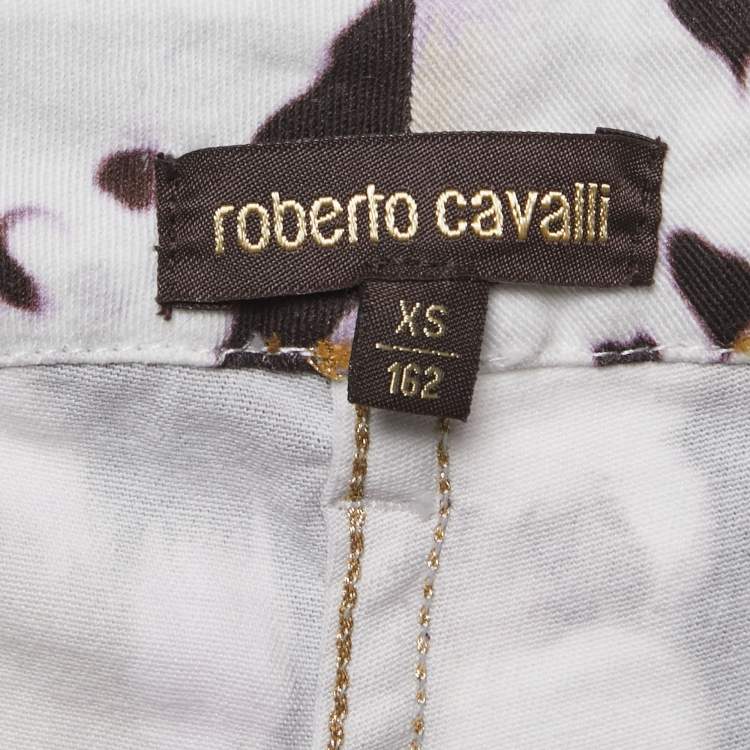 Pre Owned Roberto Cavalli Multicolor Printed Denim Jeans XS Waist 28"