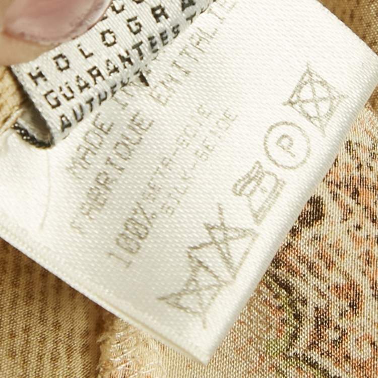 Pre Owned Roberto Cavalli Beige Paisley Print Silk Neck Tie Detail Dress XS 