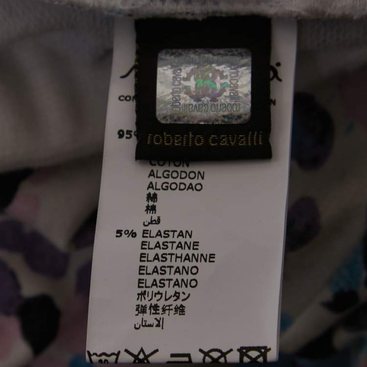 مملوكة مسبقًا Roberto Cavalli White Printed Cotton Capri Pants  XS 