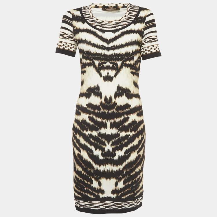 Pre Owned Roberto Cavalli Multicolour Animal Print Stretch Knit Mini Dress M
