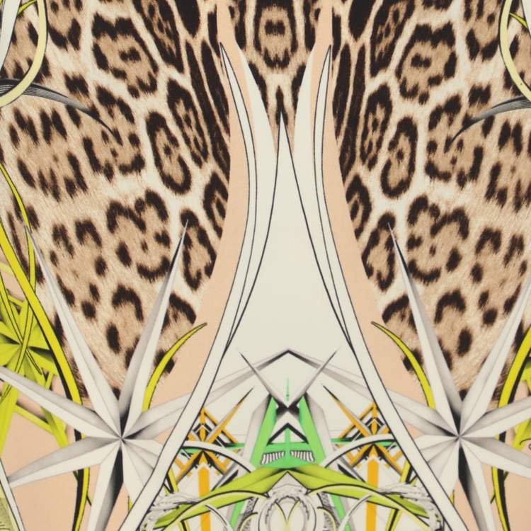 Pre Owned Roberto Cavalli Multicolor Stretch Crepe and Lace Mini Skirt M