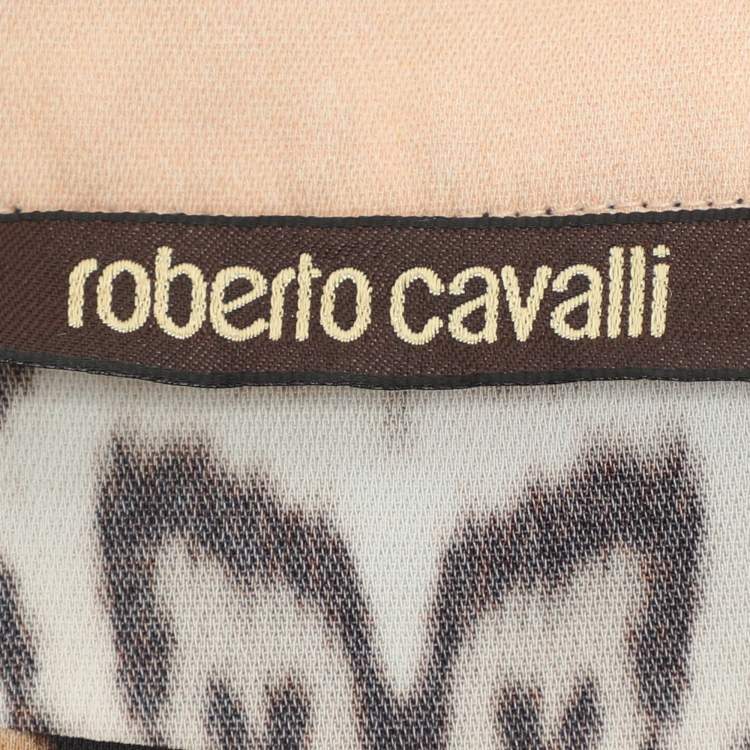 Pre Owned Roberto Cavalli Multicolor Stretch Crepe and Lace Mini Skirt M