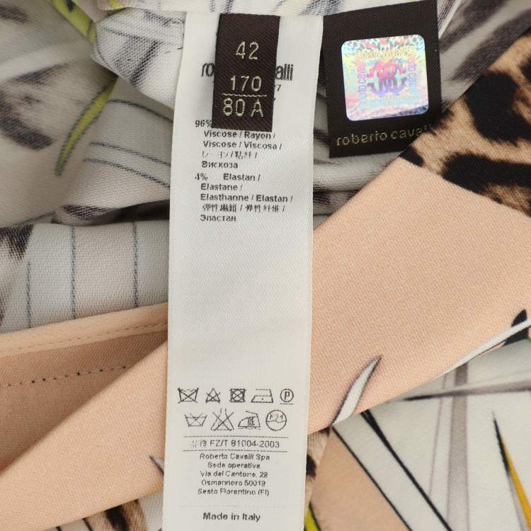 Pre Owned Roberto Cavalli Multicolor Stretch Crepe and Lace Mini Skirt M