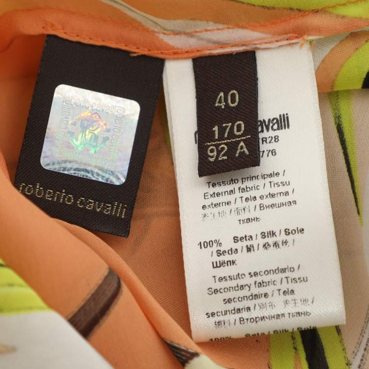 Pre Owned Roberto Cavalli Multicolor Printed Silk Top S