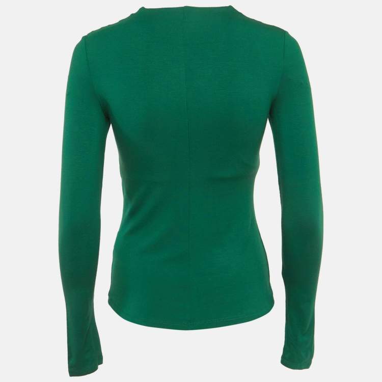 Pre Owned Roberto Cavalli Green Jersey Snake Detail Top S