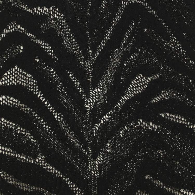 Pre Owned Roberto Cavalli Black/Gold Lurex Knit Long Dress M