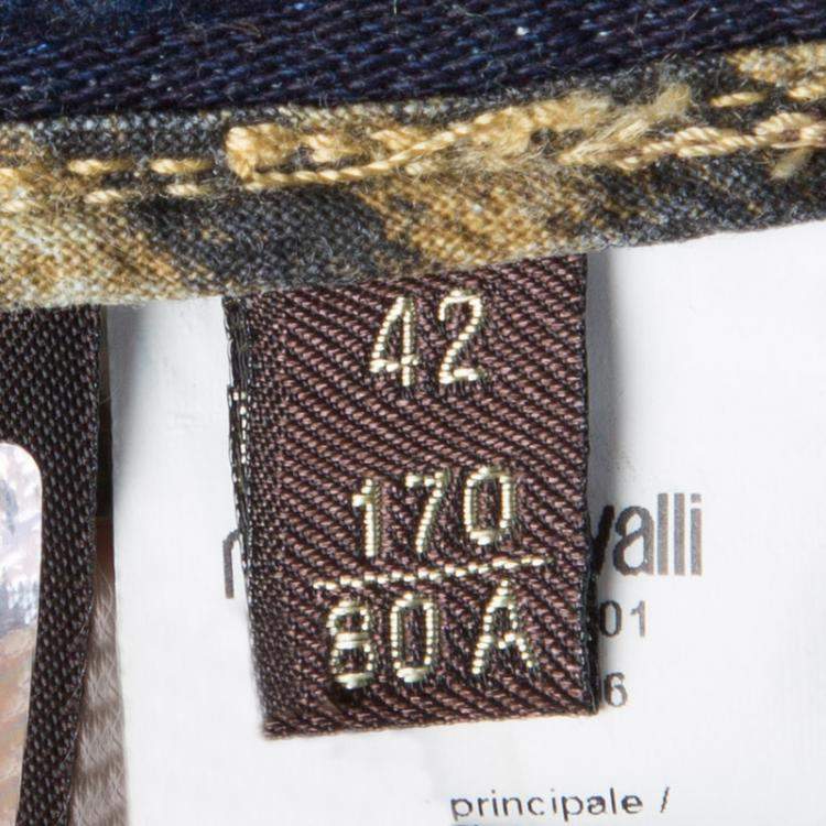 Pre Owned Roberto Cavalli Indigo Dark Wash Faded Effect Denim Slim Fit Stretch Jeans M