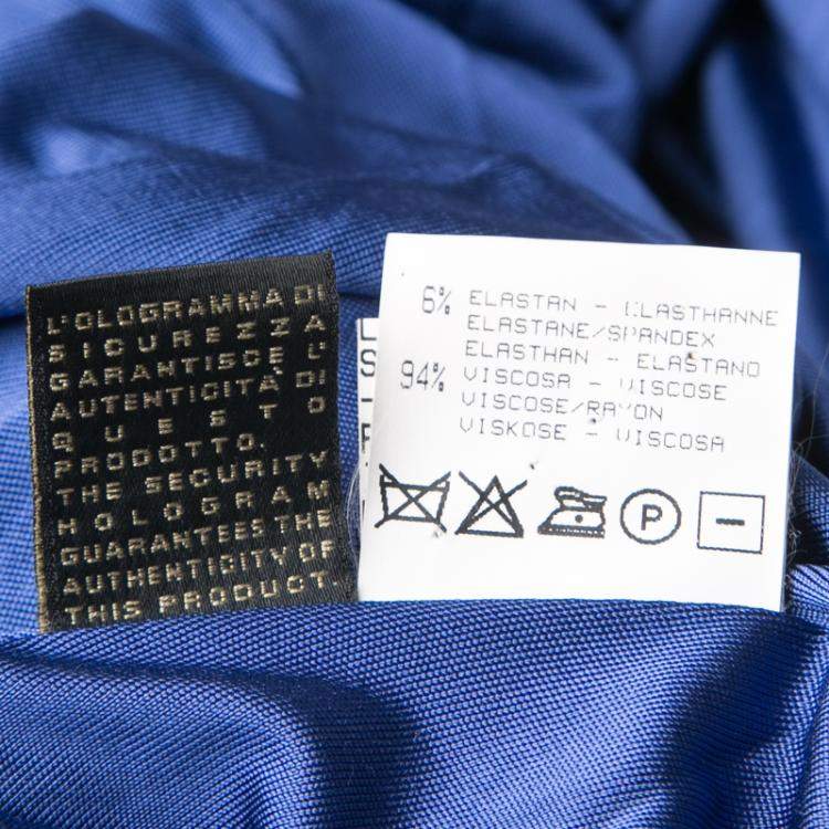 Pre Owned Roberto Cavalli Blue Knit Bead Embellished Halter Dress M