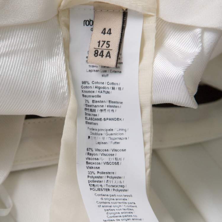 Pre Owned Roberto Cavalli Firenze White Cotton High Waist Straight Fit Pants M