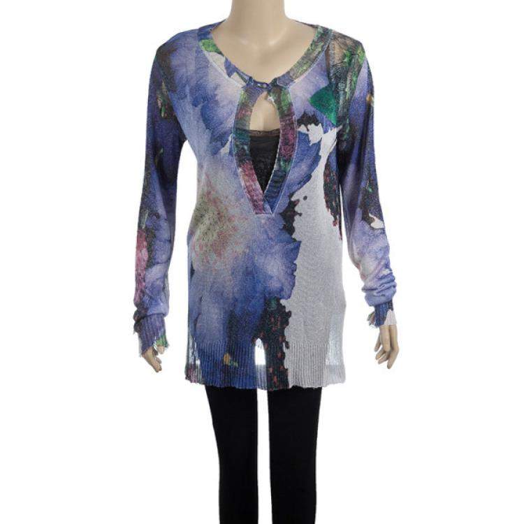 Roberto Cavalli top Floral Print Sweater Size Small