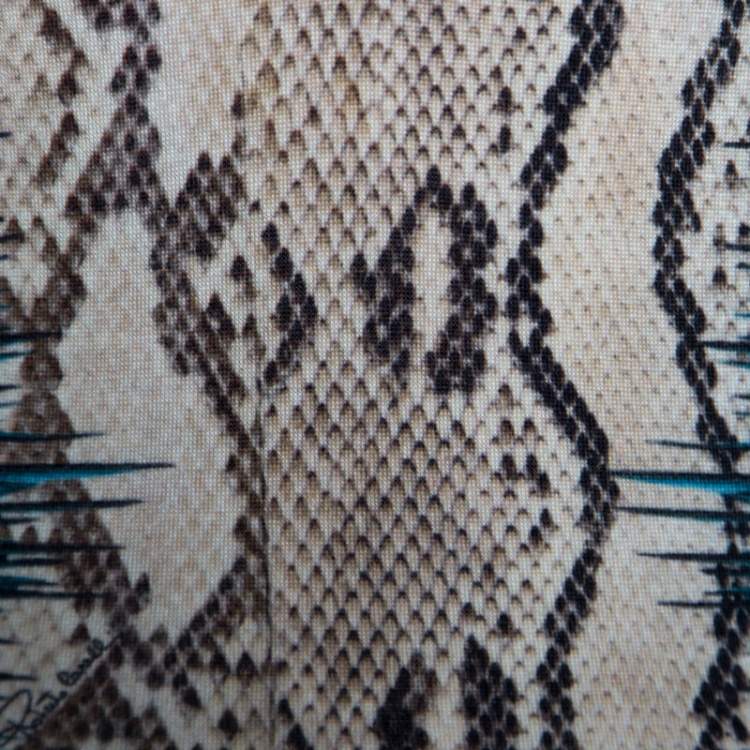 مملوكة مسبقًا Roberto Cavalli Snakeskin Print Punto Stoffa V Neck Blouse S