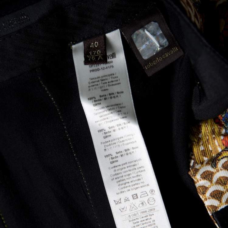 Pre Owned Roberto Cavalli Multicolor Floral and Bird Printed Silk Pants S
