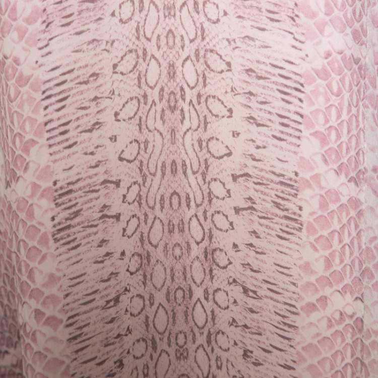 Pre Owned Roberto Cavalli Pink Python Scale Printed Silk Kaftan Dress S