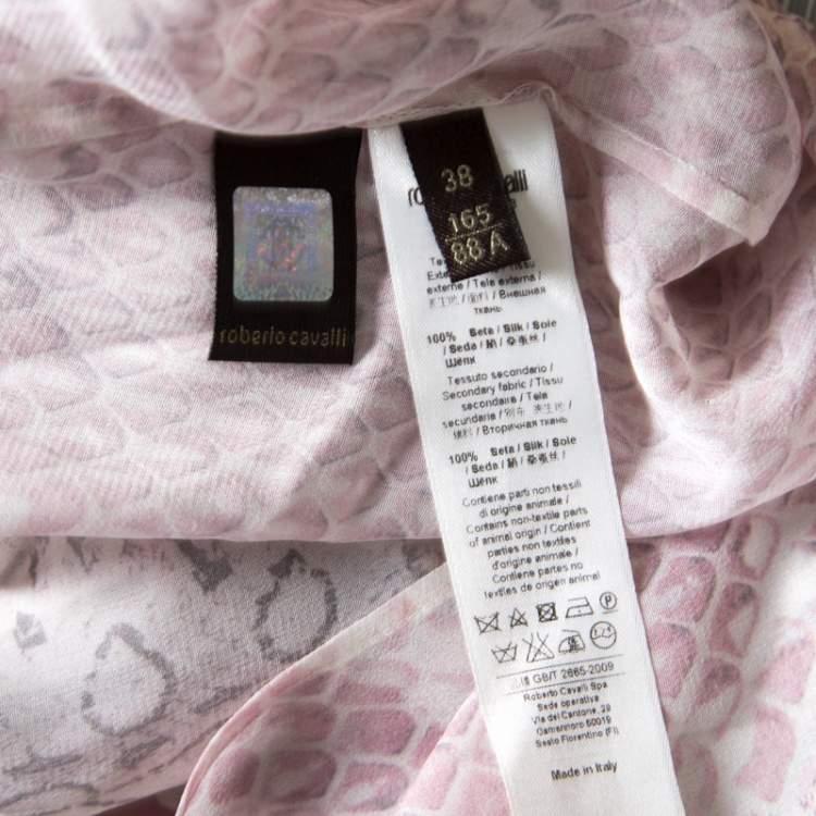 Pre Owned Roberto Cavalli Pink Python Scale Printed Silk Kaftan Dress S