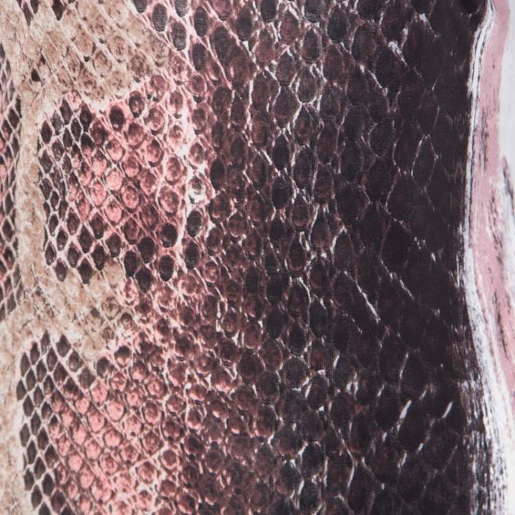 Pre Owned Roberto Cavalli Animal Printed Ruched One Shoulder Dress S