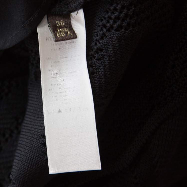 مملوكة مسبقًا Roberto Cavalli Black Perforated Knit Long Sleeve Bodycon Dress S