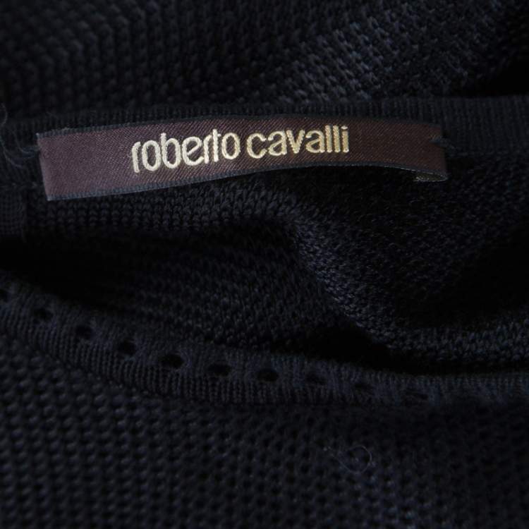 مملوكة مسبقًا Roberto Cavalli Black Knit Lace Insert Sleeveless Fitted Dress S