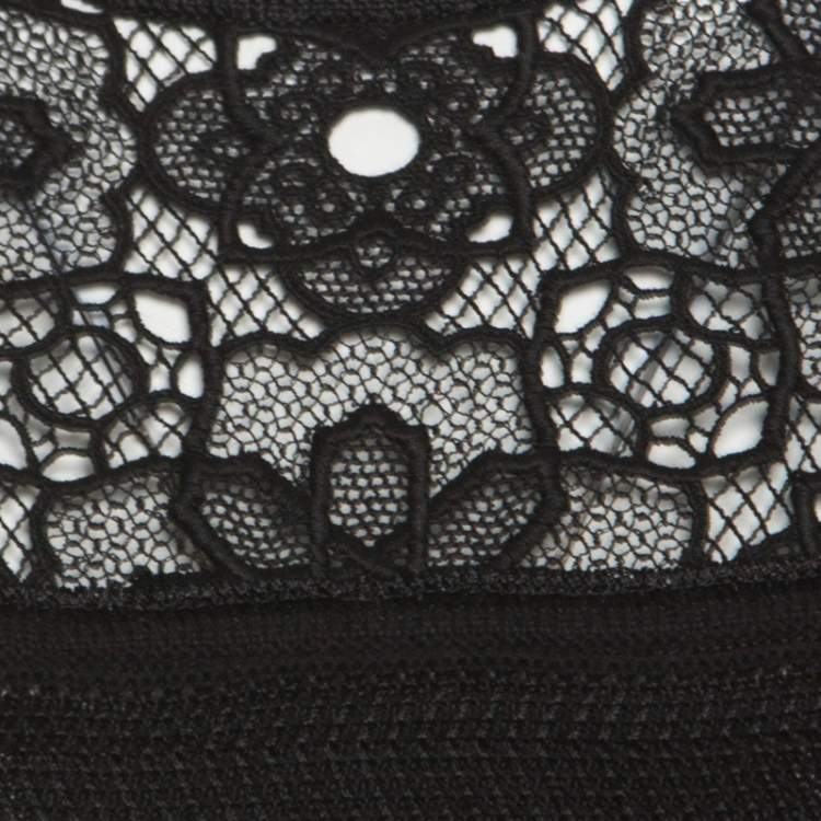 مملوكة مسبقًا Roberto Cavalli Black Knit Lace Insert Sleeveless Fitted Dress S