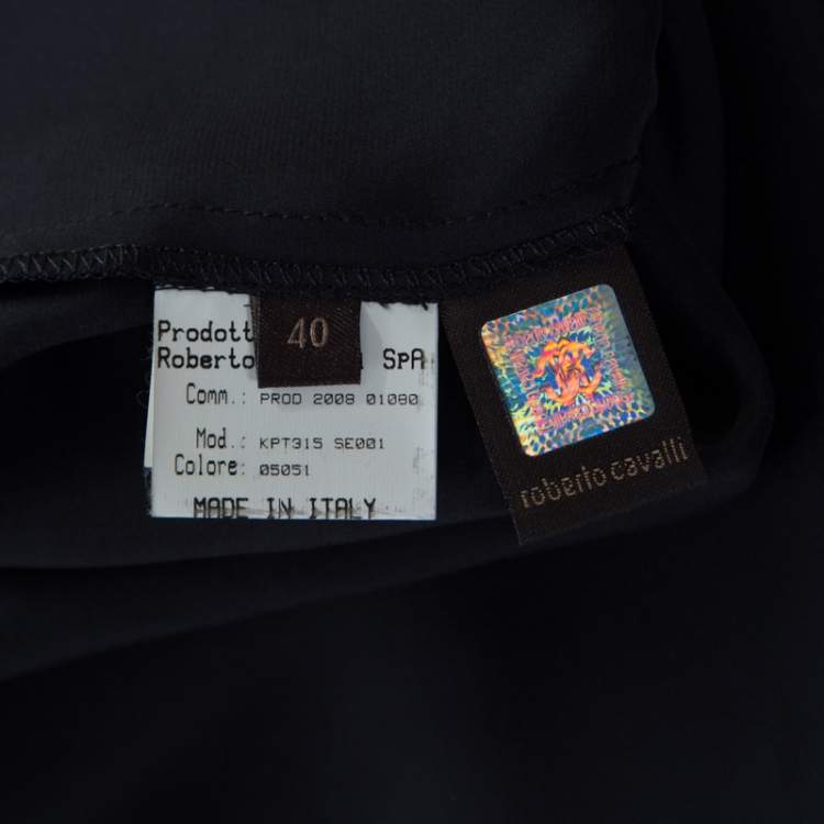 Pre Owned Roberto Cavalli Black Satin Maxi Skirt S