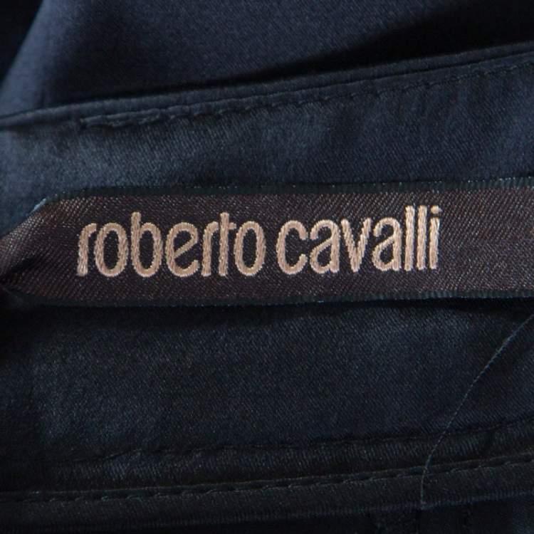 Pre Owned Roberto Cavalli Black Satin Maxi Skirt S