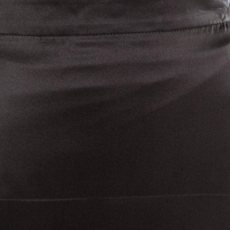 Pre Owned Roberto Cavalli Black Satin Maxi Skirt S