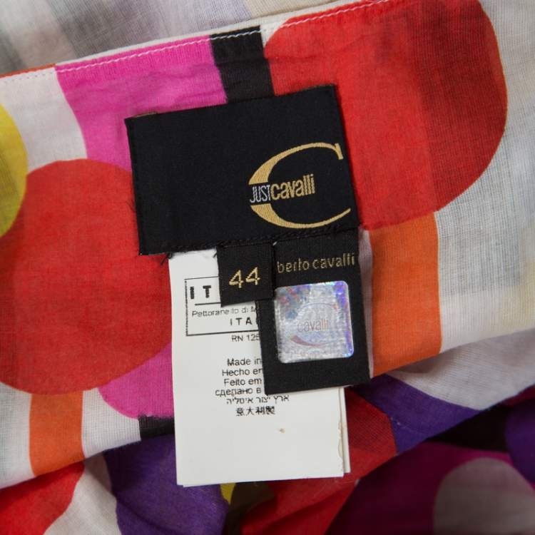 مملوكة مسبقًا Just Cavalli Multicolor Geometric Print Cotton Voile Sleeveless Dress M