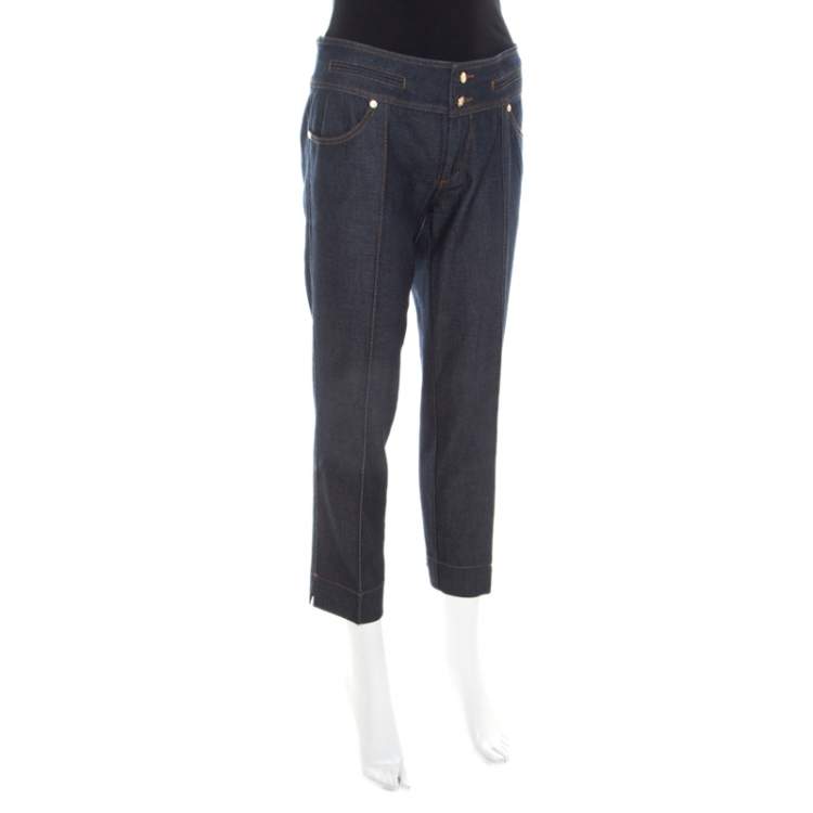 Pre Owned Roberto Cavalli Indigo Cotton Denim Cropped Jeans M 