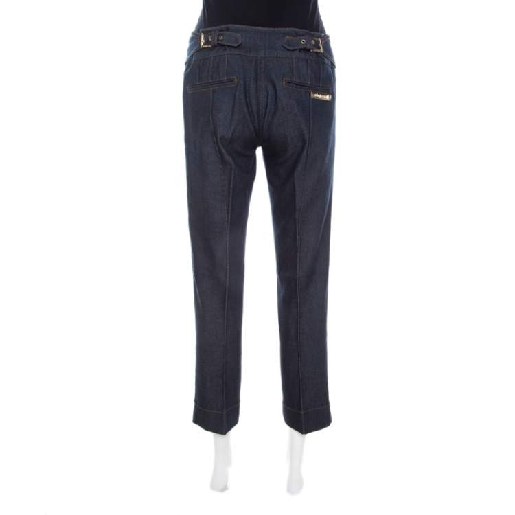 Pre Owned Roberto Cavalli Indigo Cotton Denim Cropped Jeans M 