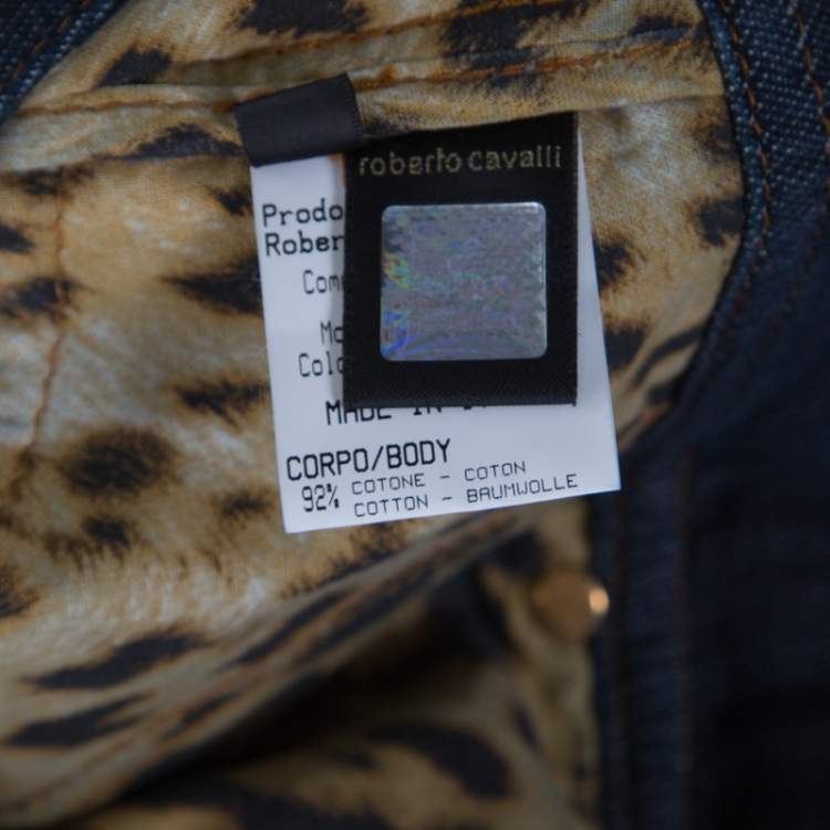 Pre Owned Roberto Cavalli Indigo Cotton Denim Cropped Jeans M 