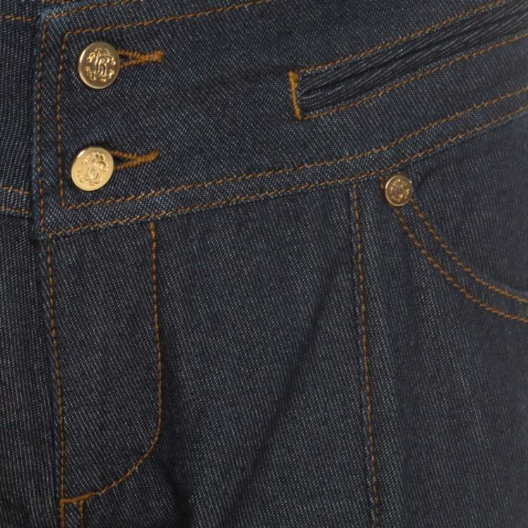 Pre Owned Roberto Cavalli Indigo Cotton Denim Cropped Jeans M 