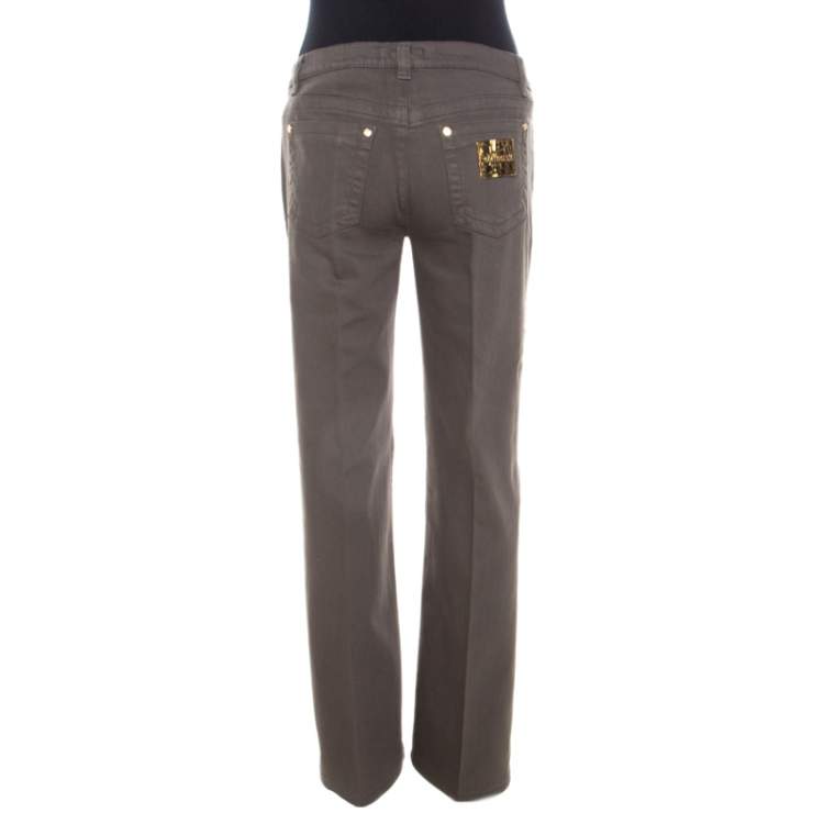 Pre Owned Roberto Cavalli Grey Denim Regular Fit Low Waist Jeans M 