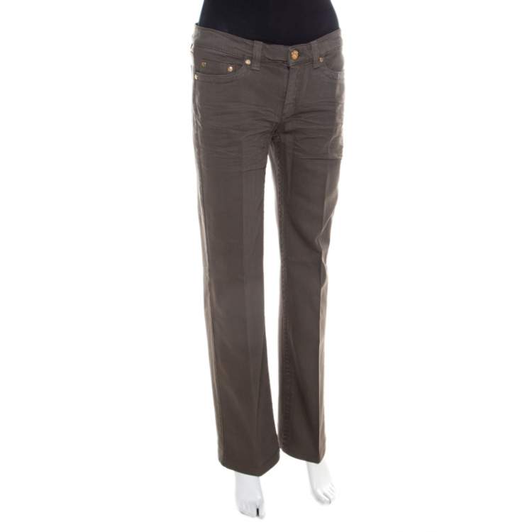 Pre Owned Roberto Cavalli Grey Denim Regular Fit Low Waist Jeans M 