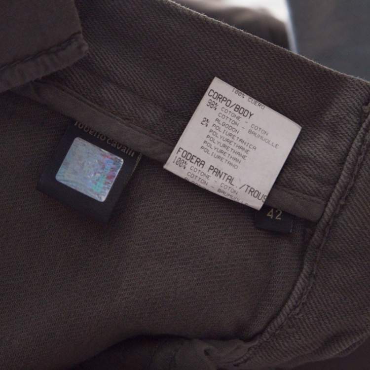 Pre Owned Roberto Cavalli Grey Denim Regular Fit Low Waist Jeans M 