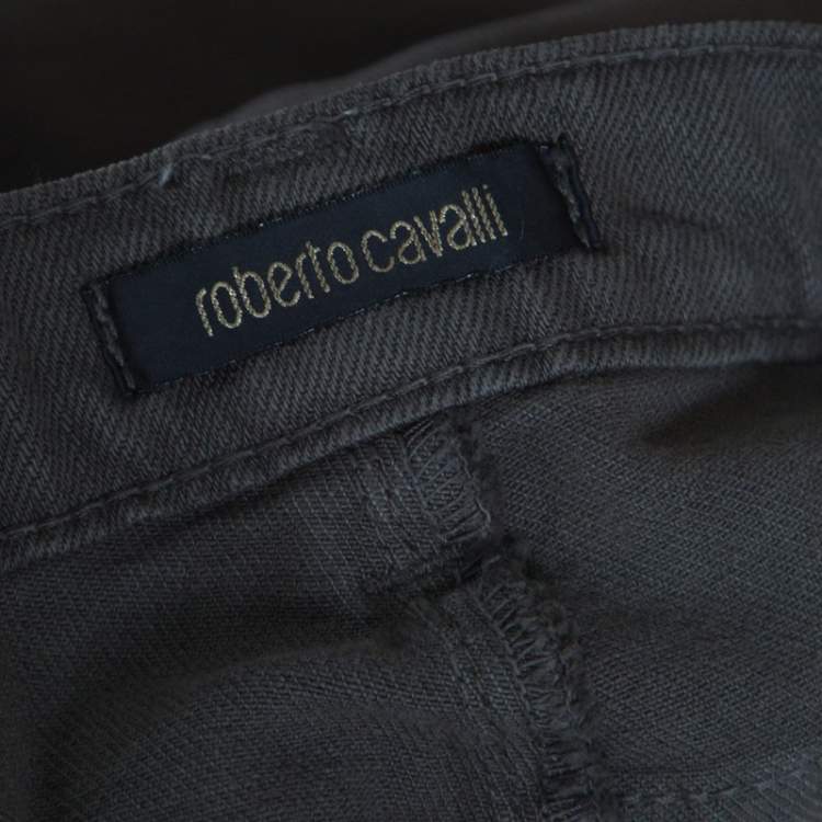 Pre Owned Roberto Cavalli Grey Denim Regular Fit Low Waist Jeans M 