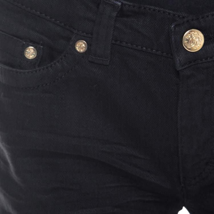 Pre Owned Roberto Cavalli Black Distressed Denim Low Rise Regular Fit Jeans M 