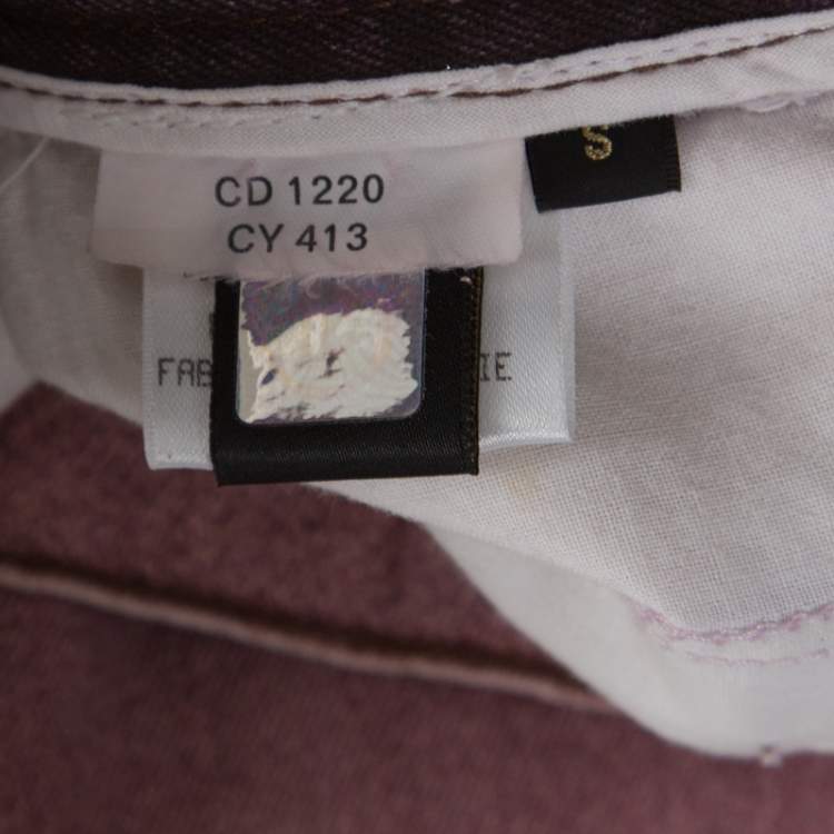 Pre Owned Roberto Cavalli Bordeaux Faded Effect Denim Snakeskin Print High Waist Jeans S